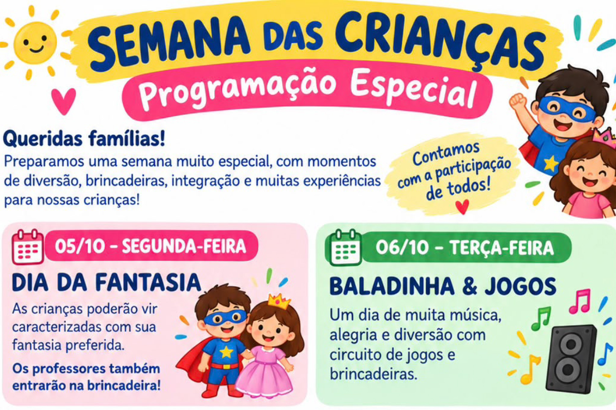 Outubro terá brincadeiras e atividades lúdicas nas unidades escolares de Várzea Grande