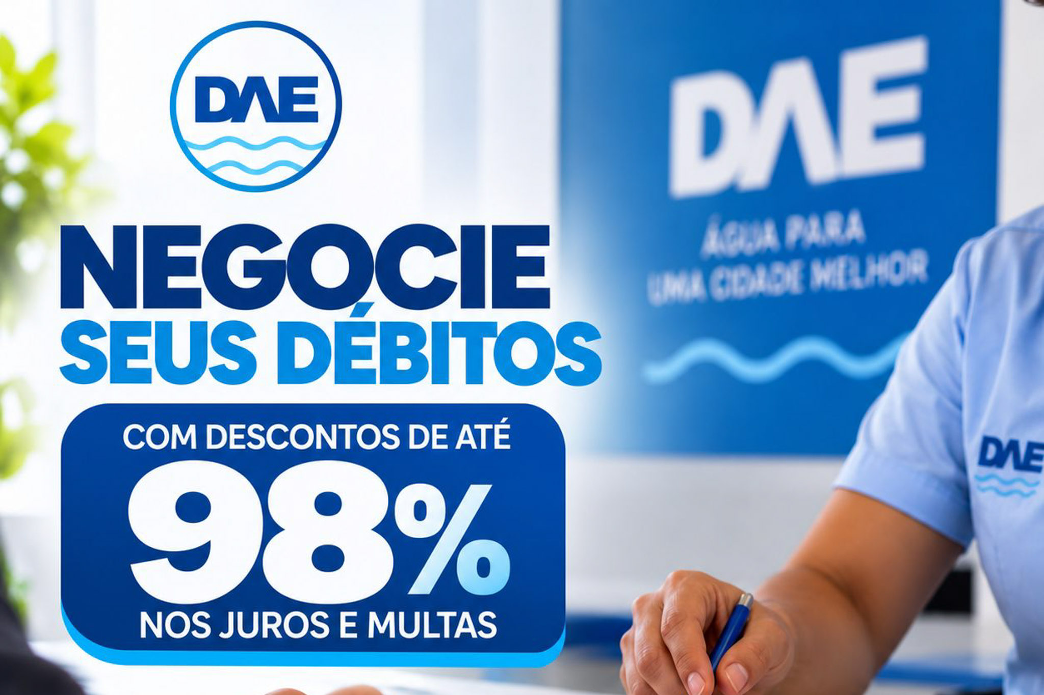 DAE-VG inicia na terça-feira (08) negociação de débitos com até 98% de desconto em juros e multas