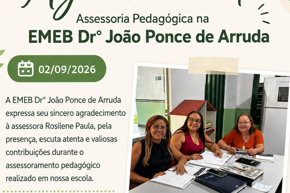 EMEB João Ponce de Arruda recebe assessoria pedagógica focada em escuta ativa e planejamento